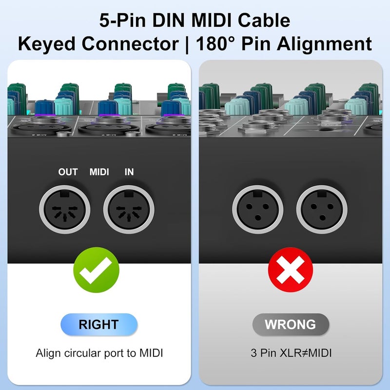 JD 5-Pin DIN MIDI Cable, Male to Male Cables Compatible with Keyboard, Synthesizer, Guitar Multi Effects, Audio Interface/Mixer/Amplifier, External Sound Card (Red, 10 Feet) - Image 4